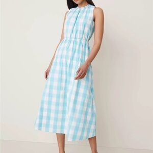 LOFT Sleeveless Aqua Check Maxi Dress